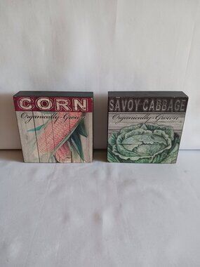 Lot of 2 Free Standing Vegetable Signs